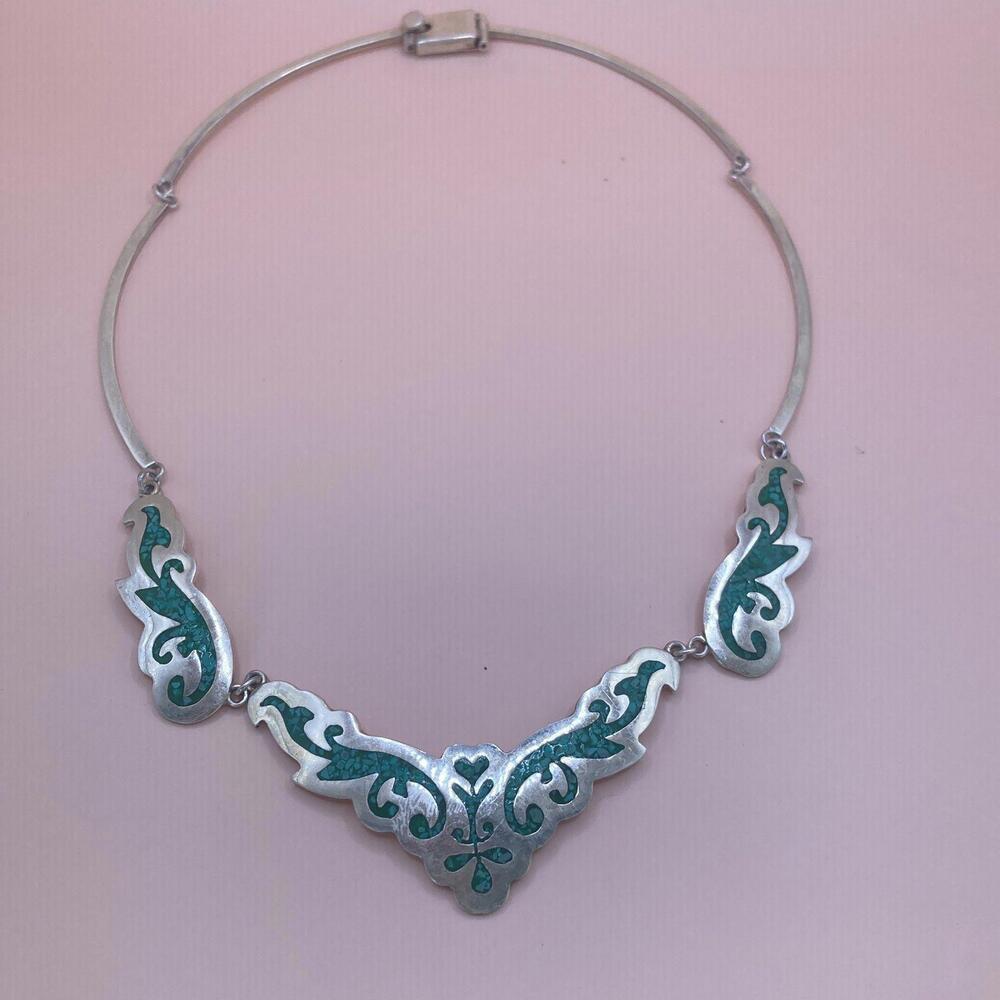 South Western Silver And Turquoise Necklace